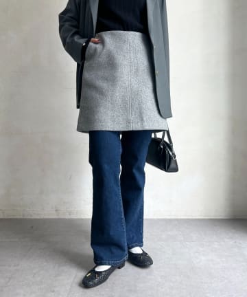 Chez toi(シェトワ) リベット付きメルトンミディスカート
