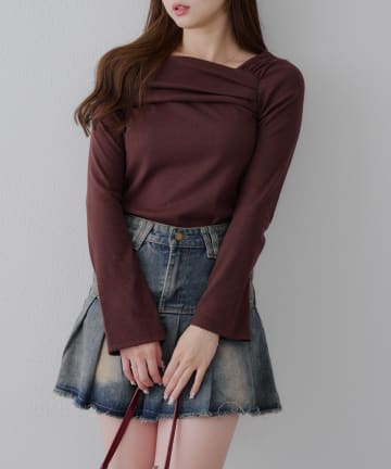 NICE CLAUP / OLIVE des OLIVE OUTLET(ナイスクラップ  / オリーブ デ オリーブ アウトレット) 【RMAF】オフショルドレーププルオーバー