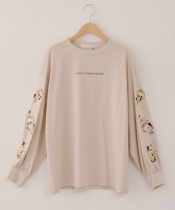 NICE CLAUP / OLIVE des OLIVE OUTLET(ナイスクラップ  / オリーブ デ オリーブ アウトレット) 【RMAF】袖刺繍ユルキャラロンT