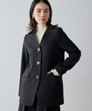 《セットアップ対応可》ストレッチダブルクロスVネックジャケット