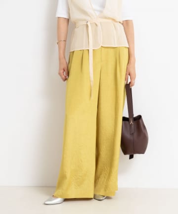 NOLLEY'S(ノーリーズ) 【WEB＆一部店舗限定色アイテム】ウォッシャブルクラッシュサテンワイドパンツ