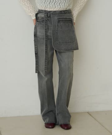 Omekashi(オメカシ) 【美脚シルエット】ポケット付きフレアデニム