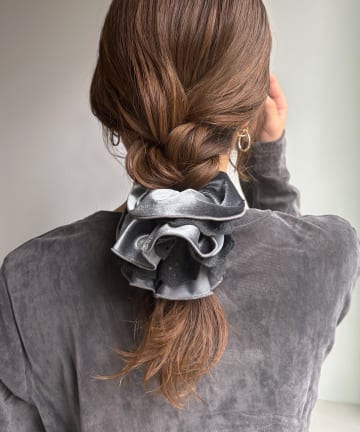 Lattice(ラティス) コットン風レースベロアシュシュ