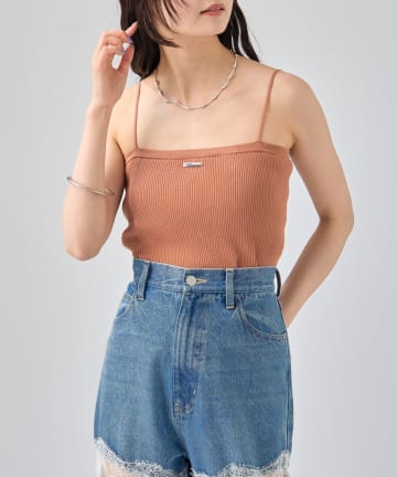 パット付き ニットキャミソール