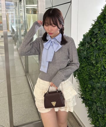 Remind me and forever(リマインドミーアンドフォーエバー) リボンタイケーブルニットプルオーバー