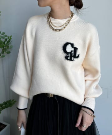 DOUDOU(ドゥドゥ) 【WEB限定】フェザーロゴニット