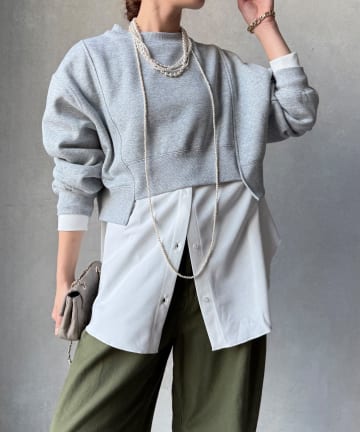 DOUDOU(ドゥドゥ) 【WEB限定】裏毛裏起毛ショートトップスアンサンブル