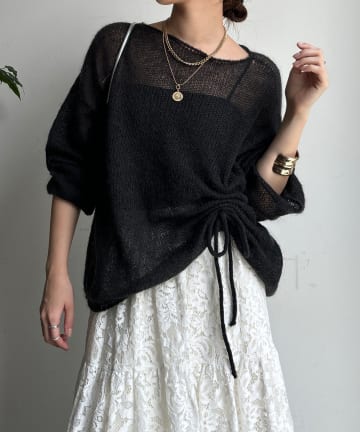 DOUDOU(ドゥドゥ) 【WEB限定】サイドシャーリングモヘアニット