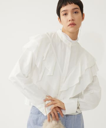 Whim Gazette(ウィム ガゼット) 【THE PAUSE】フリルショートシャツ