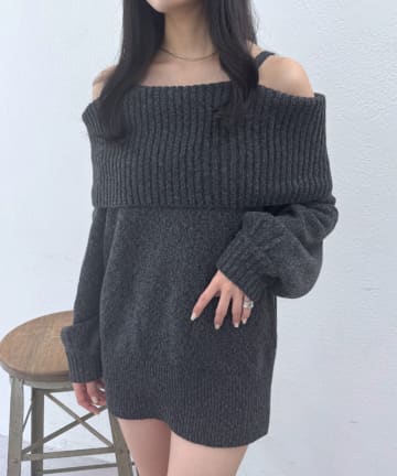 mline(エムライン) [mline]オフショルミニニットワンピ