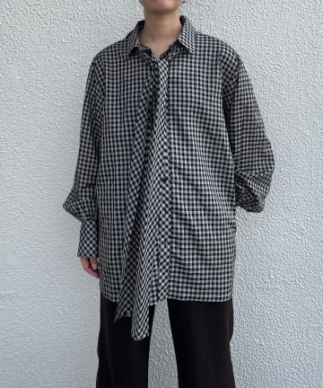 Pasterip(パセリ) Acetate sheer gingham shirt