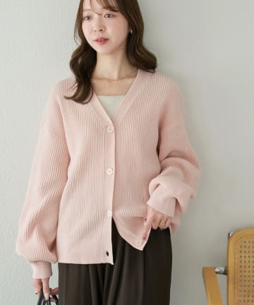 WEB限定》【KOOKY'N】アルパカ混ボーダーモヘアライクカーディガン