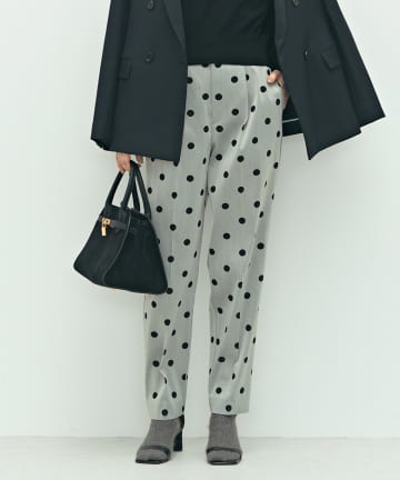 NOLLEY'S(ノーリーズ) ウォッシャブルストレッチドットジャガードテーパードパンツ