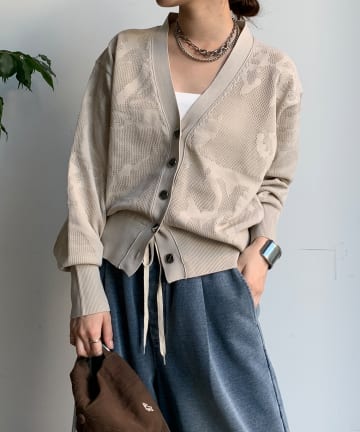 DOUDOU(ドゥドゥ) 【WEB限定】ジャガード柄ニットカーディガン