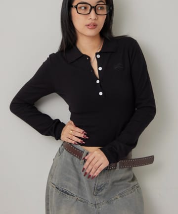 WHO’S WHO gallery(フーズフーギャラリー) 【SLOPPY/スロッピー】コンパクト長袖ニットポロ