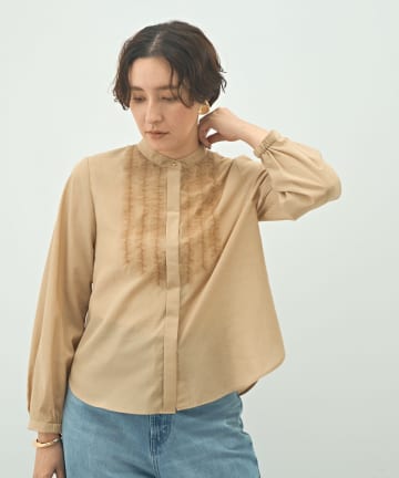 NOLLEY'S(ノーリーズ) ウォッシャブル前チュールフリルブラウス