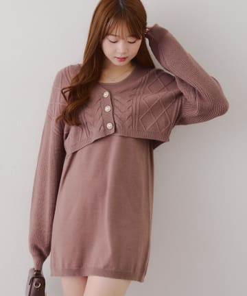 NICE CLAUP / OLIVE des OLIVE OUTLET(ナイスクラップ  / オリーブ デ オリーブ アウトレット) 2セット♪【RMAF】パールボタンカーデ+ニットワンピ