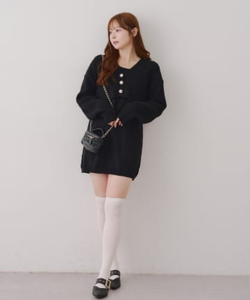 NICE CLAUP / OLIVE des OLIVE OUTLET(ナイスクラップ  / オリーブ デ オリーブ アウトレット) 2セット♪【RMAF】パールボタンカーデ+ニットワンピ