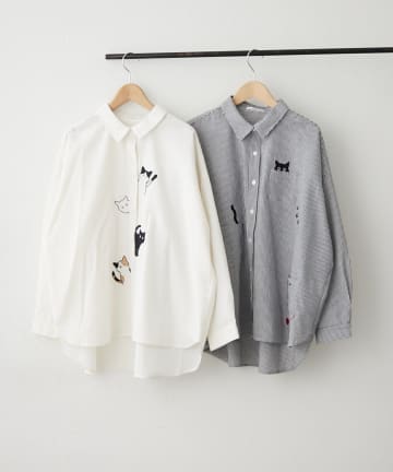 NICE CLAUP / OLIVE des OLIVE OUTLET(ナイスクラップ  / オリーブ デ オリーブ アウトレット) 【RMAF】キャットBIGシャツ