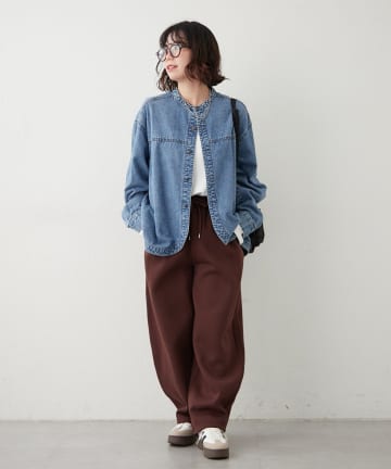 【NUNIFE】裏起毛カーブスウェットパンツ