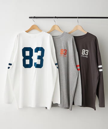 Remind me and forever(リマインドミーアンドフォーエバー) 【NUNIFE】袖ラインナンバリングBIGTシャツ
