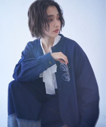 Remind me and forever(リマインドミーアンドフォーエバー) 【NUNIFE】ノーカラーデニムシャツジャケット