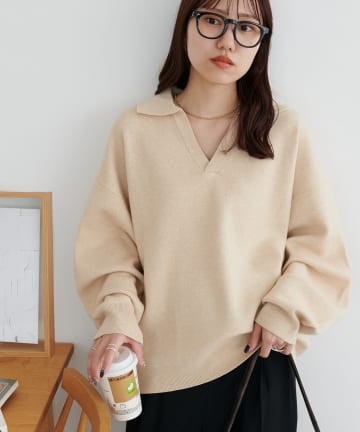 DISCOAT(ディスコート) 【ユニセックス】シルク混スキッパーニット