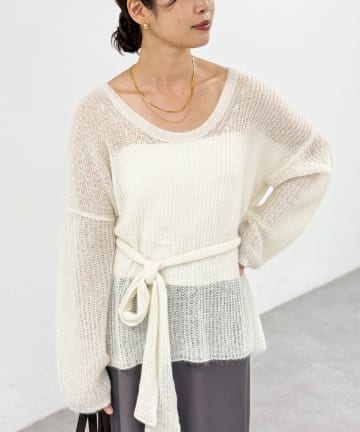 RIVE DROITE(リヴドロワ) 【抜け感◎】ストール付アルパカルーズニット