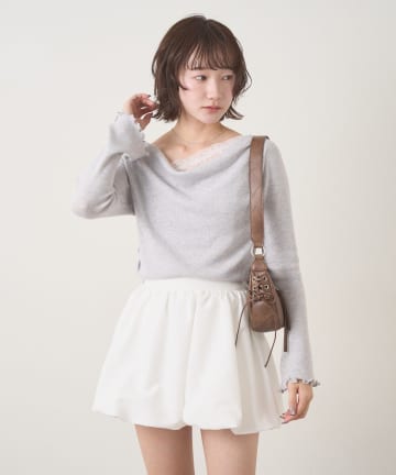 mline(エムライン) [mline]レースレイヤード オフショルニット