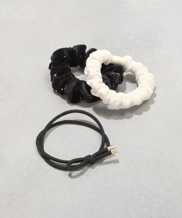 3COINS(スリーコインズ) ベロアアソートポニー3個セット