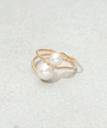 ダブルパールメタルリング