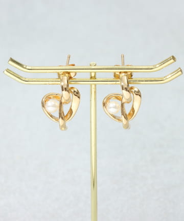 パールアミハートメタルピアス