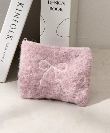リボン刺繍ポーチ