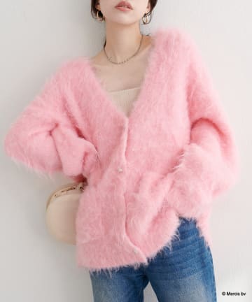 natural couture(ナチュラルクチュール) 【miffyコラボ】miffy釦ミドルシャギーカーデ