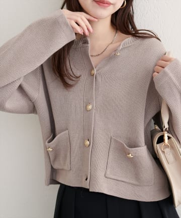 natural couture(ナチュラルクチュール) 【WEB限定】ボタンポケットカーディガン