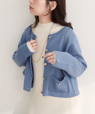 natural couture(ナチュラルクチュール) 【WEB限定】ボタンポケットカーディガン