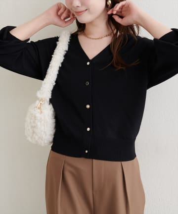 natural couture(ナチュラルクチュール) 【WEB限定】いろいろ釦ベーシックカーデ