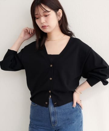 natural couture(ナチュラルクチュール) ハトメバーベーシックカーディガン