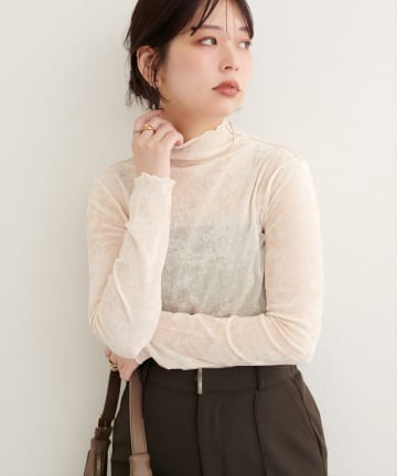 natural couture(ナチュラルクチュール) フロッキーメッシュボトルネックプルオーバー