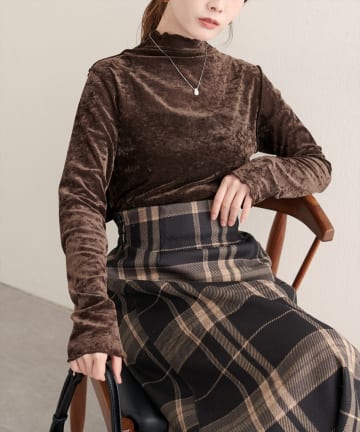 natural couture(ナチュラルクチュール) フロッキーメッシュボトルネックプルオーバー