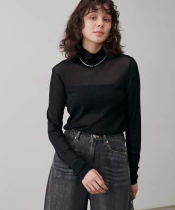 LARUTA(ラルータ) メッシュチュールタートルプルオーバー