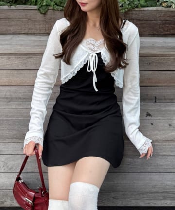 NICE CLAUP / OLIVE des OLIVE OUTLET(ナイスクラップ  / オリーブ デ オリーブ アウトレット) 【嬉しいセットアイテム】ボレロ×カットキャミワンピース