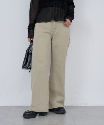 【3サイズ展開/低身長サイズ/高身長サイズ】B バックベルトツイルストレートパンツ