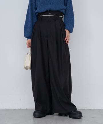 Kastane(カスタネ) 【2サイズ展開/低身長サイズ】B パイピングハイウエストパンツ