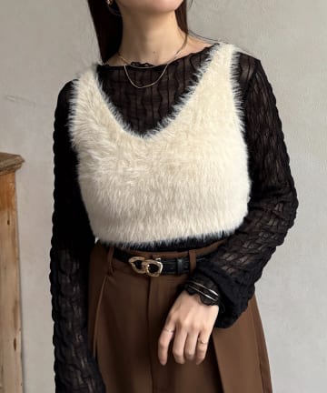 Thevon.(ゼヴォン) シャギーVネックビスチェ