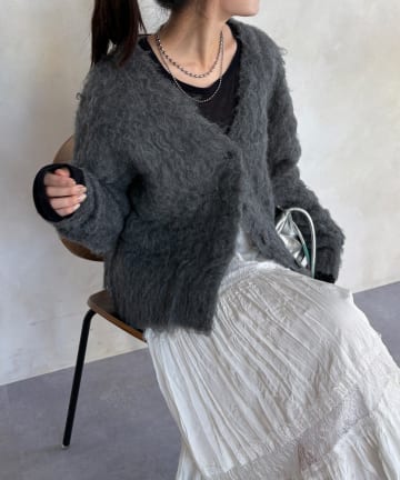DOUDOU(ドゥドゥ) 【WEB限定】ロングシャギーカーディガン