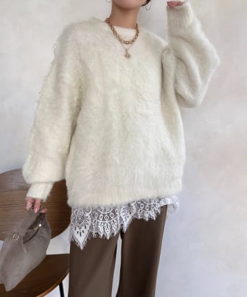 DOUDOU(ドゥドゥ) 【WEB限定】ロングシャギープルオーバー