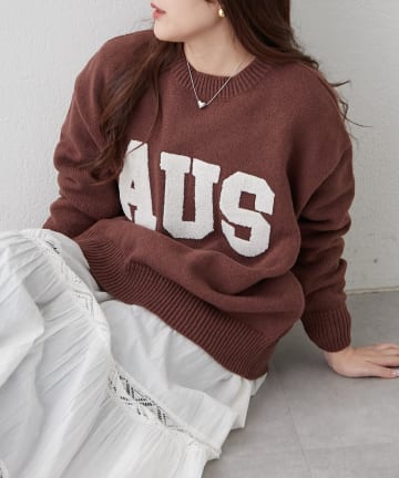 Remind me and forever(リマインドミーアンドフォーエバー) ロゴ刺繍ニットプルオーバー