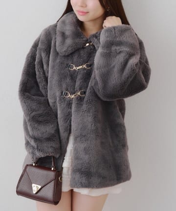 NICE CLAUP / OLIVE des OLIVE OUTLET(ナイスクラップ  / オリーブ デ オリーブ アウトレット) 《冬が待ち遠しくなる♡》ラビットファービット付きミドルコート