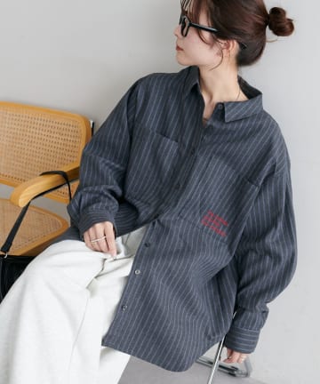 DISCOAT(ディスコート) 【胸元刺繍で着映え◎/万能シャツ】ポケットロゴ刺繍オーバーシャツ《WEB限定》